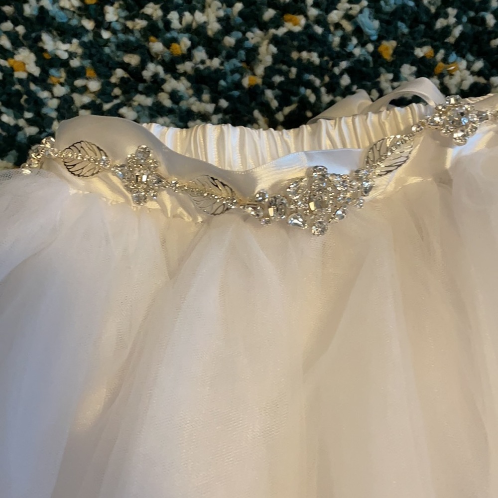 Swarovski bridal belt on white midi length tutu